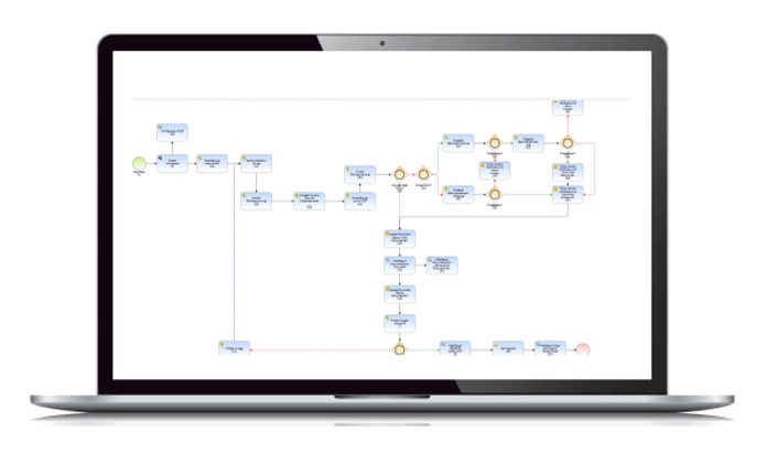 Laptop mit einem Workflow